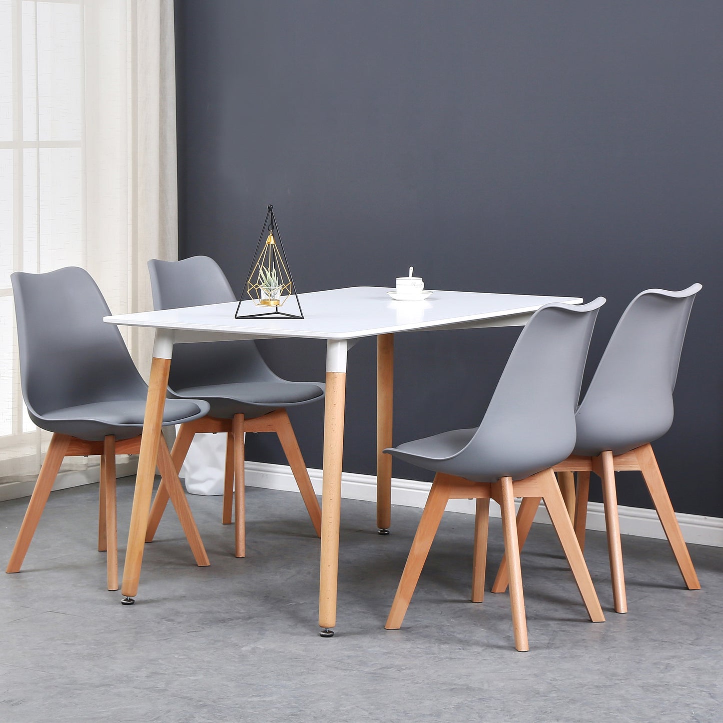 Nordicz kuip eetkamerstoelen set met kussen grijs - Design Meubelz