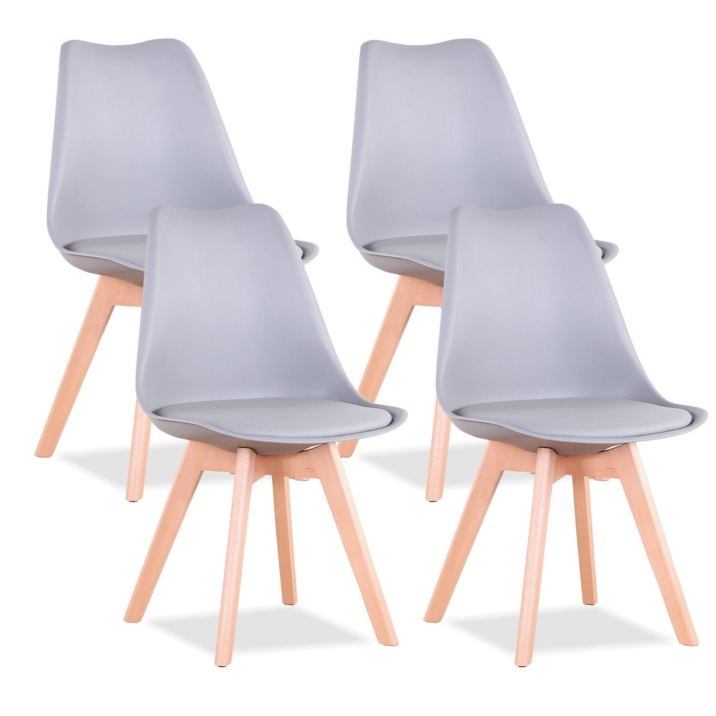 Nordicz kuip eetkamerstoelen set met kussen grijs - Design Meubelz
