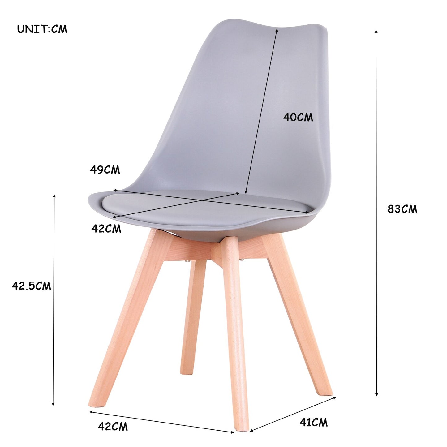 Nordicz kuip eetkamerstoelen set met kussen grijs - Design Meubelz