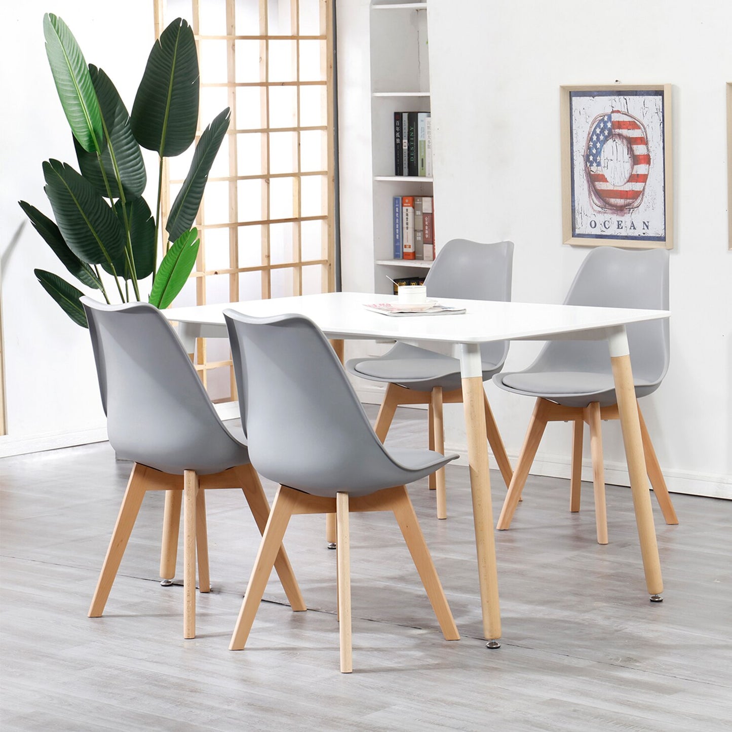 Nordicz kuip eetkamerstoelen set met kussen grijs - Design Meubelz