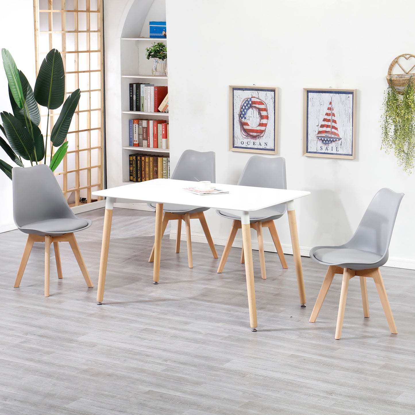 Nordicz kuip eetkamerstoelen set met kussen grijs - Design Meubelz