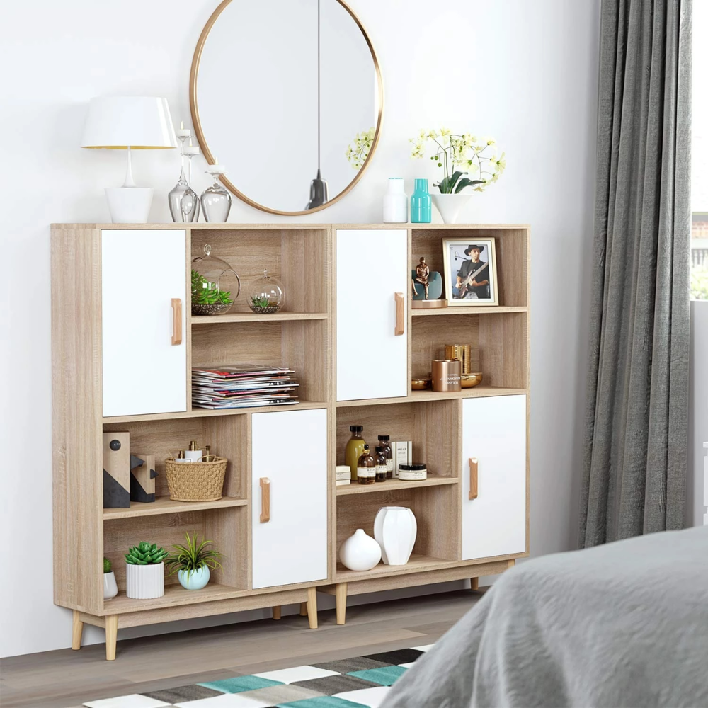 Nordicz Trä opbergkast 120 cm eiken wit - Design Meubelz