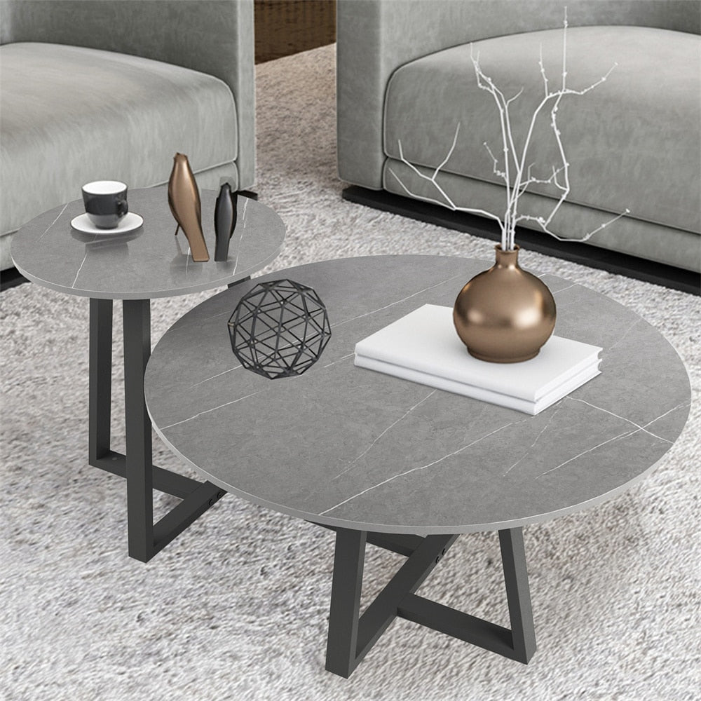 Nordicz Chic bijzettafel set natuursteen blad - Design Meubelz
