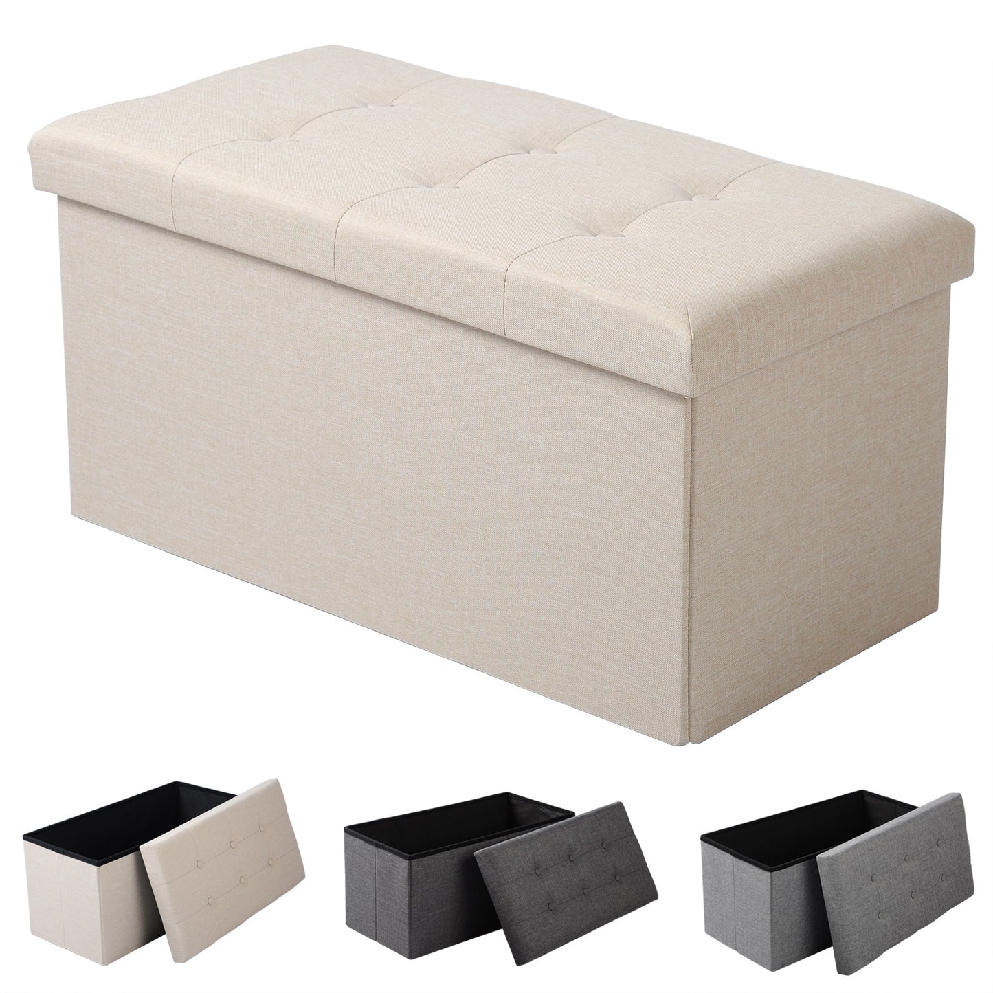 Opvouwbare poef met opslag 80 liter - Design Meubelz