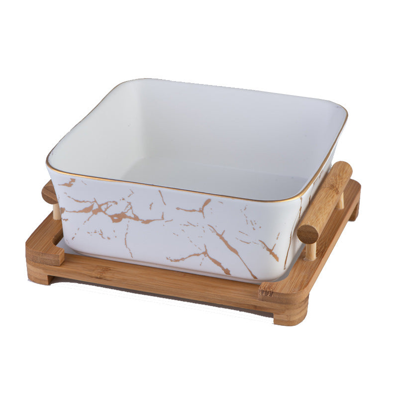 Nordicz Marmor kom met houten tableau 23.5 cm marmer - Design Meubelz