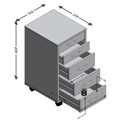 Fmd Ladekast Met 5 Lades Verplaatsbaar Wit - Design Meubelz