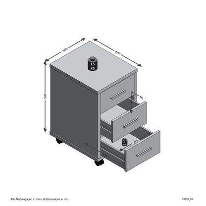 Fmd Ladekast Verplaatsbaar Zandeikenkleurig En Hoogglans Wit - Design Meubelz