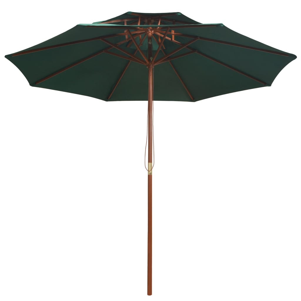 Dubbeldekker parasol 270x270 cm houten paal groen