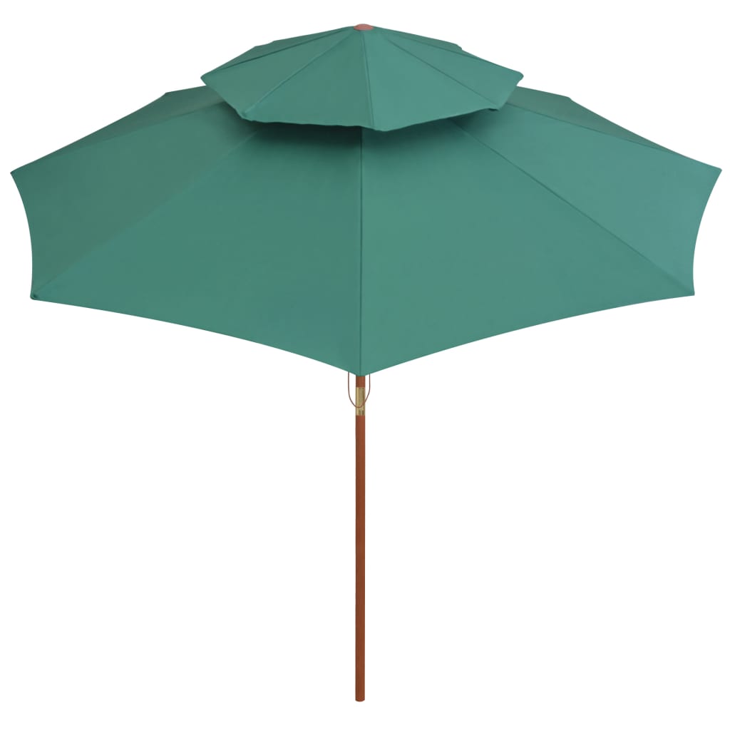 Dubbeldekker parasol 270x270 cm houten paal groen