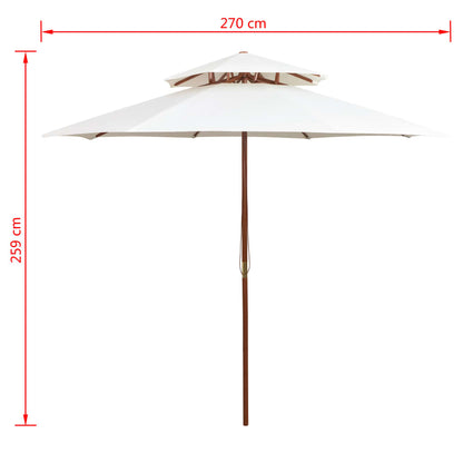 Dubbeldekker parasol 270x270 cm houten paal crèmewit