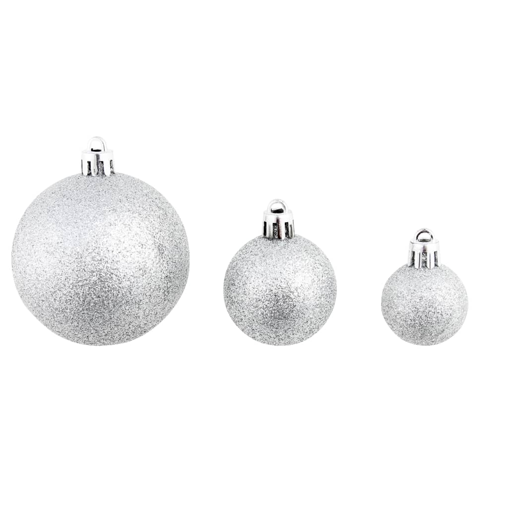 100-Delige Kerstballenset 3/4/6 Cm Zilverkleurig Zilver - Design Meubelz