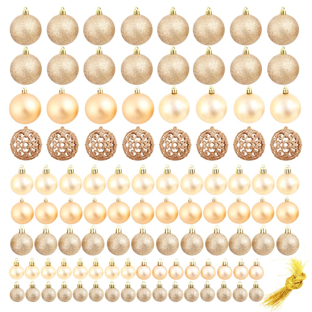 100-Delige Kerstballenset 3/4/6 Cm Rose/Goudkleurig Roze/goud - Design Meubelz