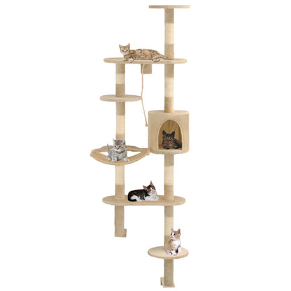 Kattenkrabpaal Met Sisal Krabpalen Wandmontage 194 Cm Beige Beige - Design Meubelz