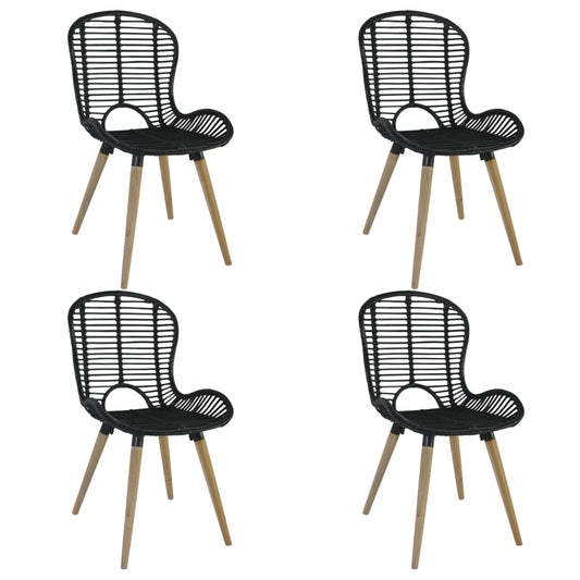 Eetkamerstoelen 4 St Natuurlijk Rattan Zwart - Design Meubelz