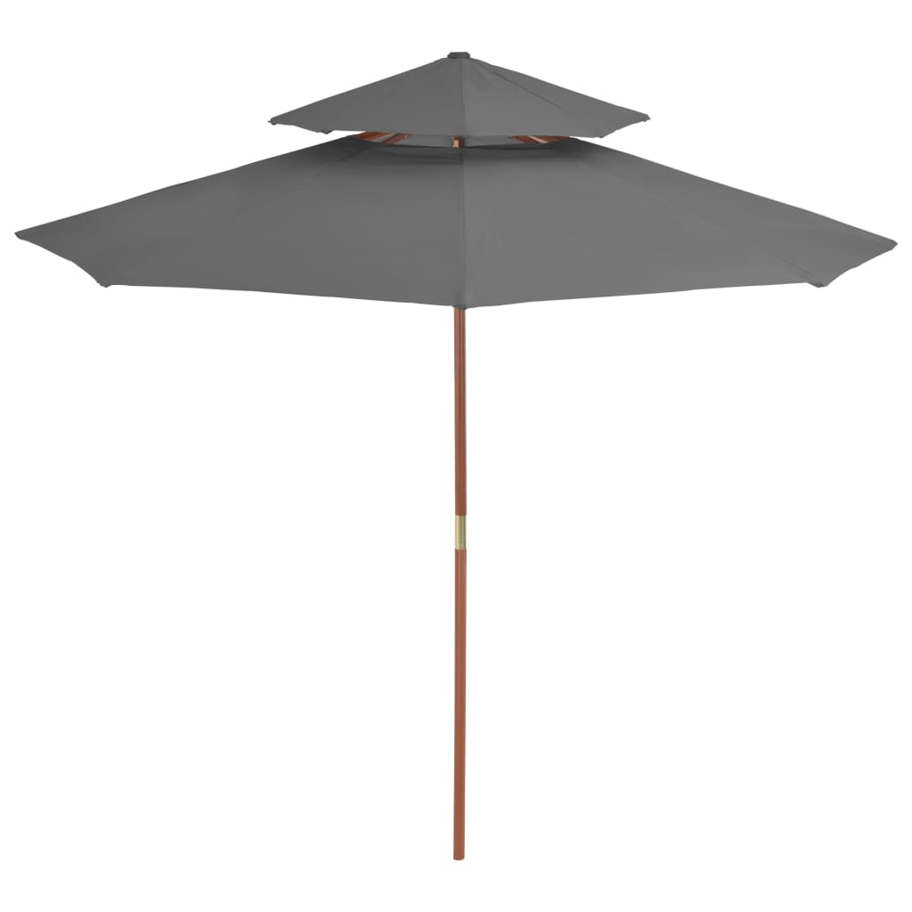 Parasol dubbeldekker met houten paal 270 cm antraciet