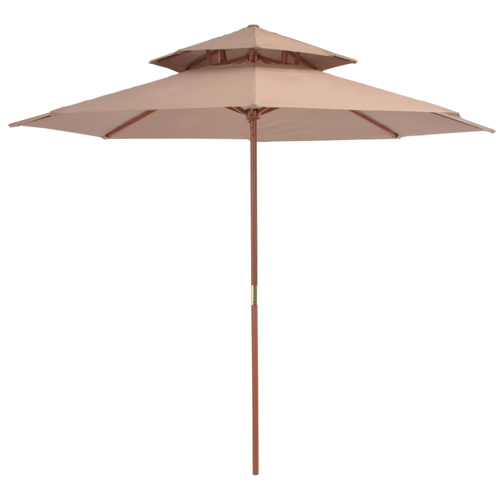 Parasol dubbeldekker met houten paal 270 cm taupe