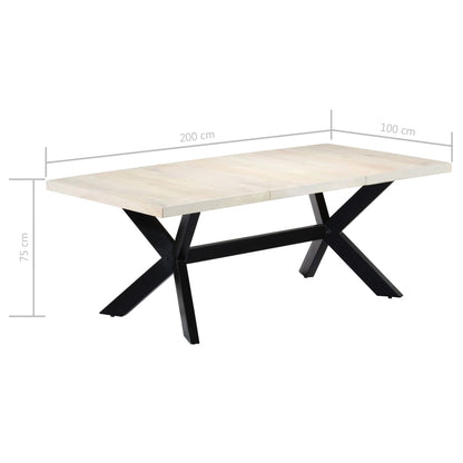 Eettafel 200X100X75 Cm Massief Mangohout Wit - Design Meubelz