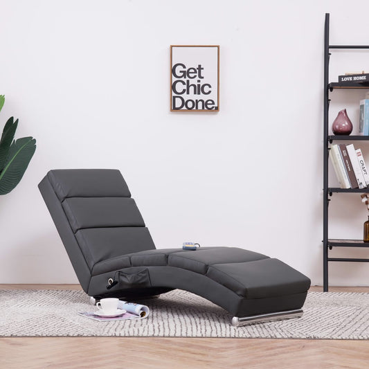 Massage Chaise Longue Kunstleer Grijs - Design Meubelz