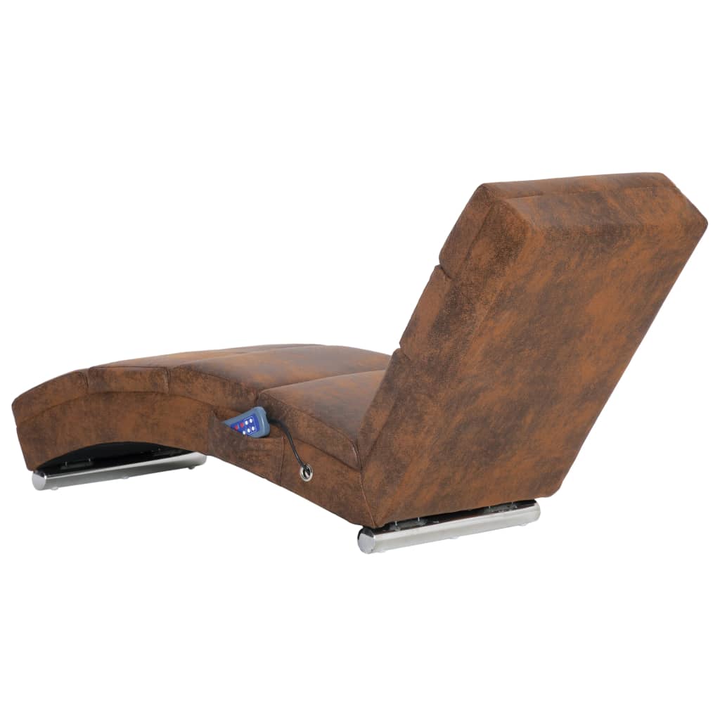 Massage Chaise Longue Kunstsuède Bruin - Design Meubelz