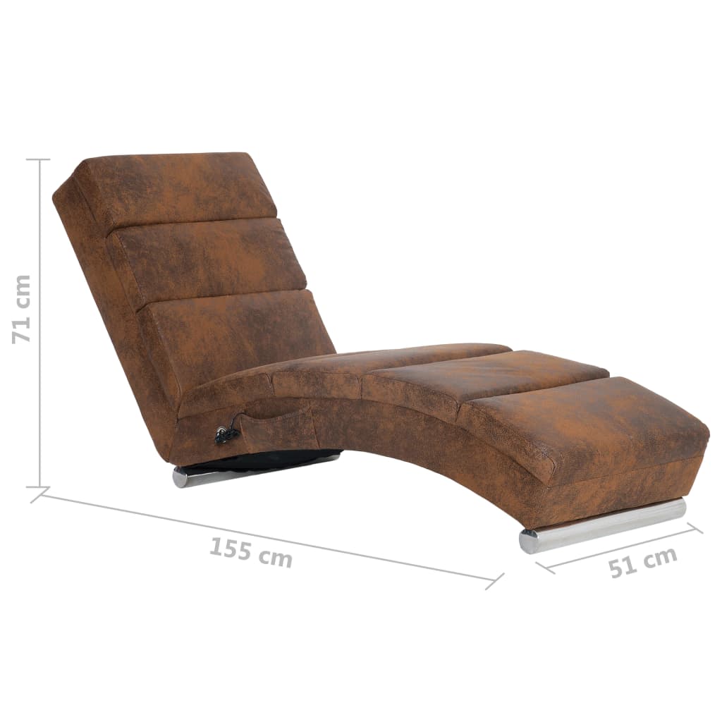 Massage Chaise Longue Kunstsuède Bruin - Design Meubelz