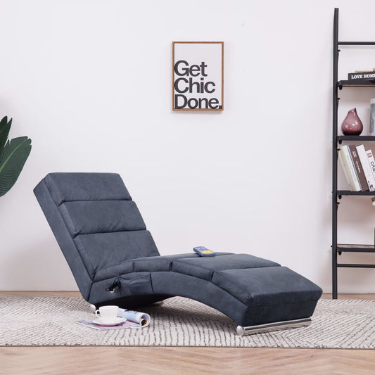 Massage Chaise Longue Kunstsuède Grijs - Design Meubelz