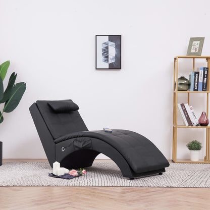 Massage Chaise Longue Met Kussen Kunstleer Zwart - Design Meubelz
