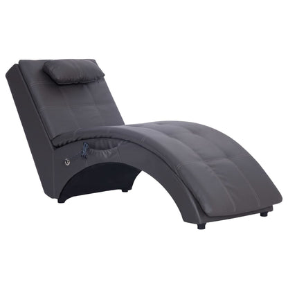 Massage Chaise Longue Met Kussen Kunstleer Grijs - Design Meubelz