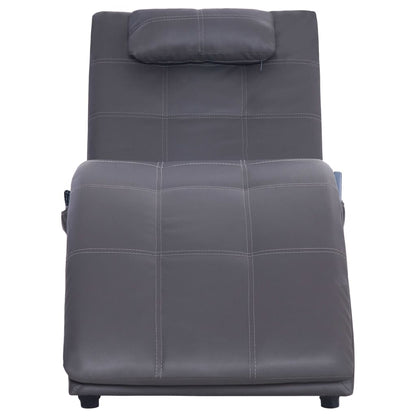 Massage Chaise Longue Met Kussen Kunstleer Grijs - Design Meubelz