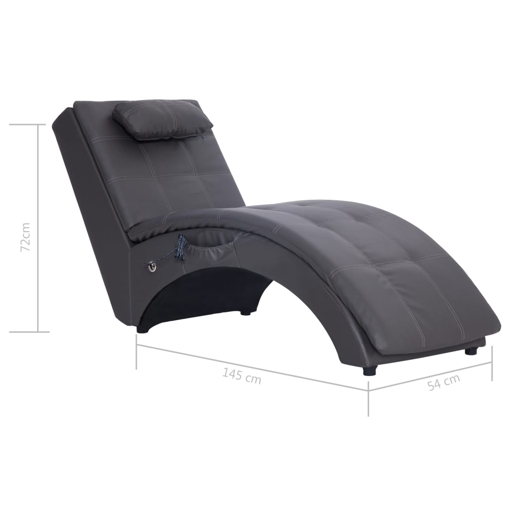 Massage Chaise Longue Met Kussen Kunstleer Grijs - Design Meubelz