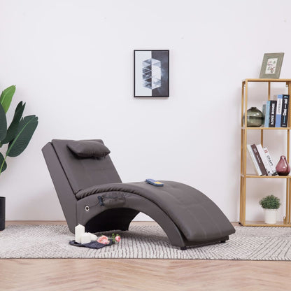 Massage Chaise Longue Met Kussen Kunstleer Grijs - Design Meubelz