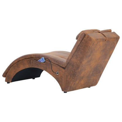 Massage Chaise Longue Met Kussen Kunstsuède Bruin - Design Meubelz