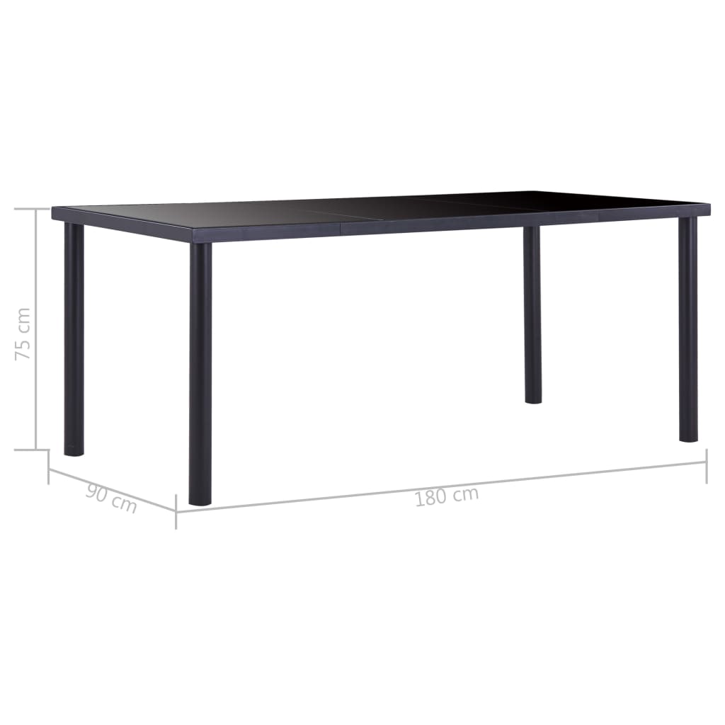 Eettafel 180X90X75 Cm Gehard Glas Zwart - Design Meubelz