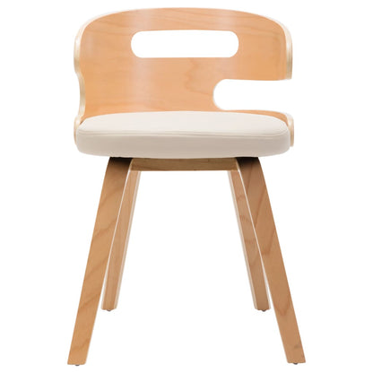 Eetkamerstoelen 2 St Gebogen Hout En Kunstleer Crèmekleurig - Design Meubelz