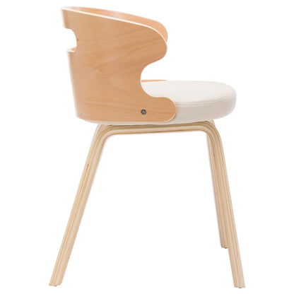 Eetkamerstoelen 2 St Gebogen Hout En Kunstleer Crèmekleurig - Design Meubelz