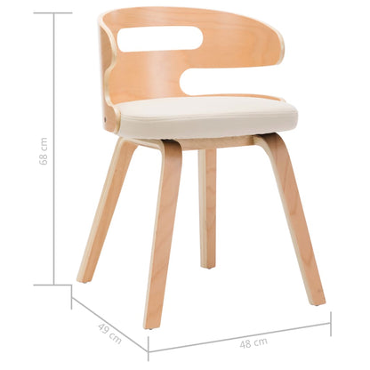 Eetkamerstoelen 2 St Gebogen Hout En Kunstleer Crèmekleurig - Design Meubelz