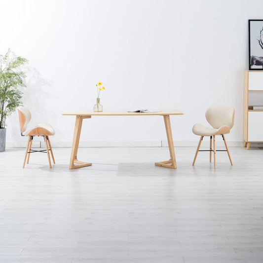 Eetkamerstoelen 2 St Kunstleer En Gebogen Hout Crème - Design Meubelz