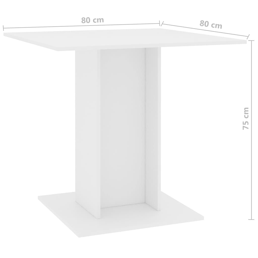 Eettafel 80X80X75 Cm Spaanplaat Wit - Design Meubelz