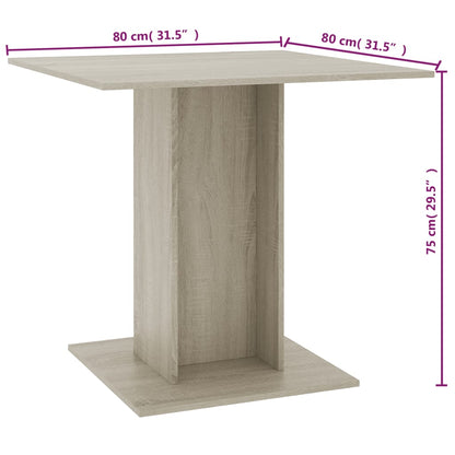 Eettafel 80X80X75 Cm Spaanplaat Sonoma Eikenkleurig - Design Meubelz