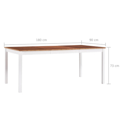 Eettafel 180X90X73 Cm Grenenhout Wit En Bruin - Design Meubelz