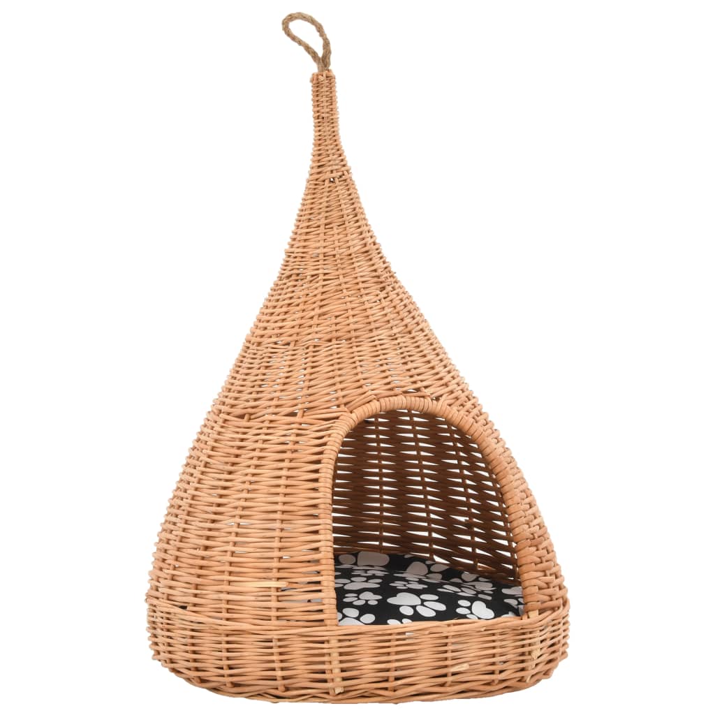 Kattenhuis Met Kussen Tipi 40X60 Cm Natuurlijk Wilgen Naturel - Design Meubelz