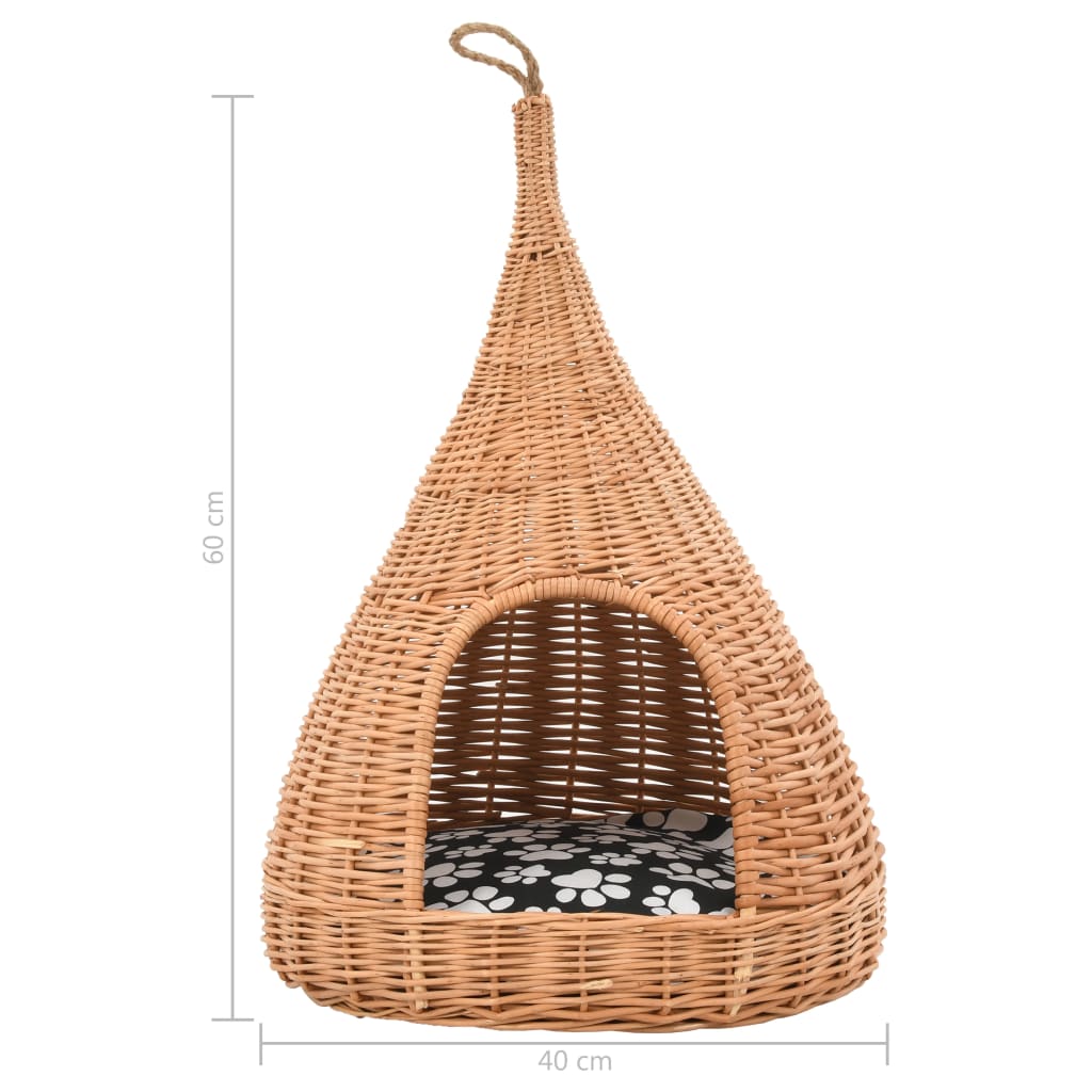 Kattenhuis Met Kussen Tipi 40X60 Cm Natuurlijk Wilgen Naturel - Design Meubelz