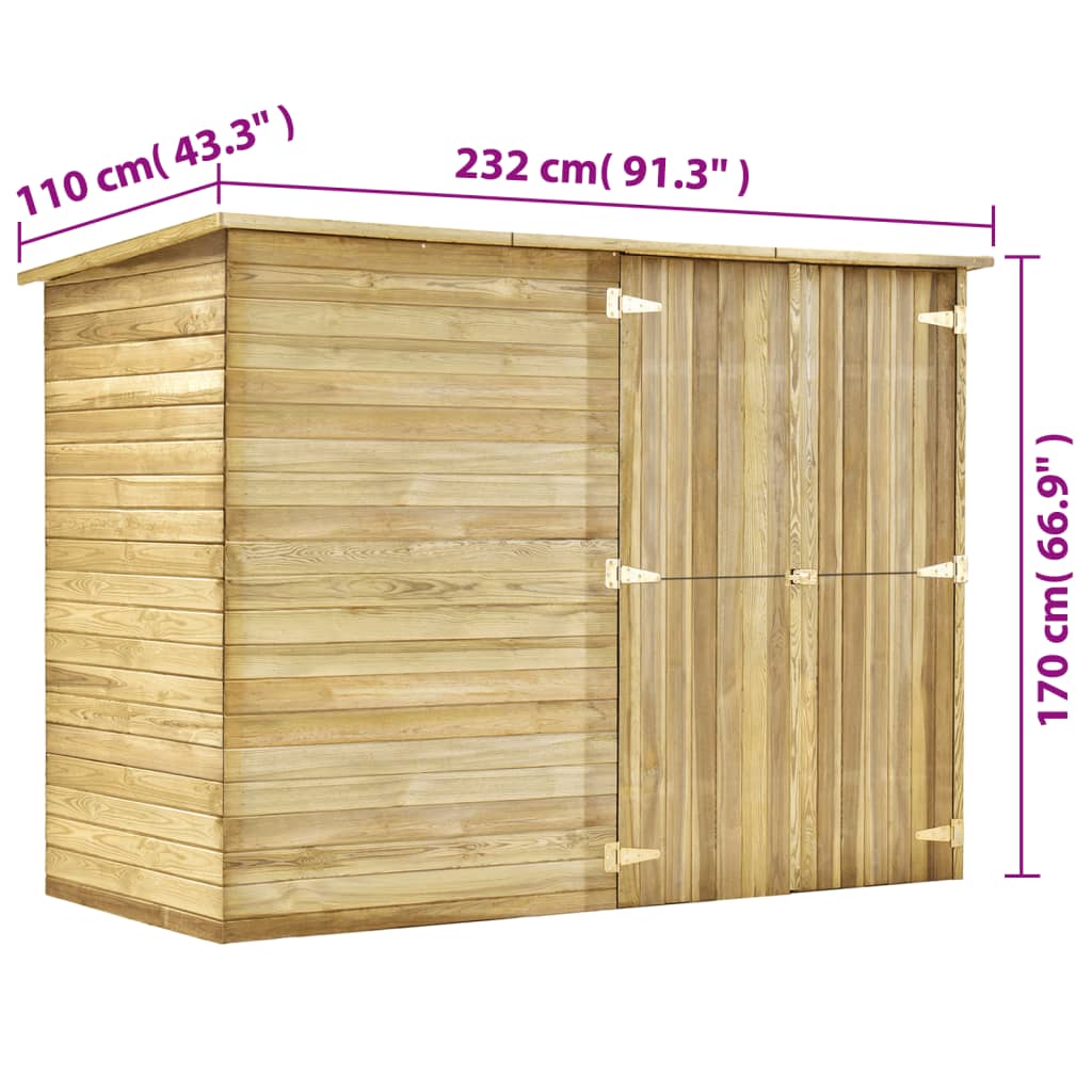 Tuinschuur 232x110x170 cm geïmpregneerd grenenhout