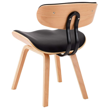 Eetkamerstoelen 6 St Gebogen Hout En Kunstleer Zwart - Design Meubelz