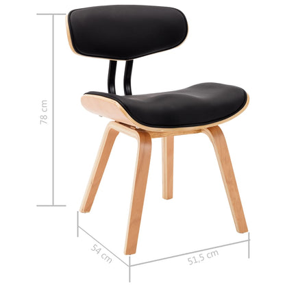 Eetkamerstoelen 6 St Gebogen Hout En Kunstleer Zwart - Design Meubelz