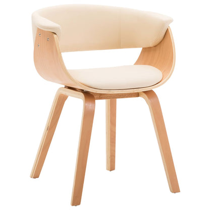 Eetkamerstoelen 2 St Gebogen Hout En Kunstleer Crèmekleurig - Design Meubelz