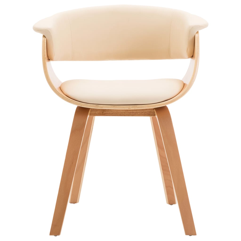 Eetkamerstoelen 2 St Gebogen Hout En Kunstleer Crèmekleurig - Design Meubelz