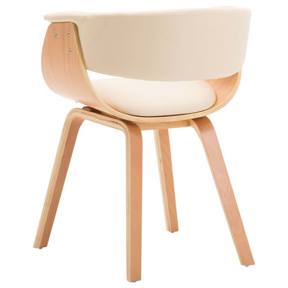 Eetkamerstoelen 2 St Gebogen Hout En Kunstleer Crèmekleurig - Design Meubelz