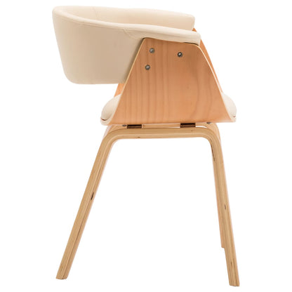 Eetkamerstoelen 2 St Gebogen Hout En Kunstleer Crèmekleurig - Design Meubelz