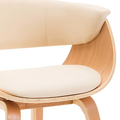 Eetkamerstoelen 2 St Gebogen Hout En Kunstleer Crèmekleurig - Design Meubelz