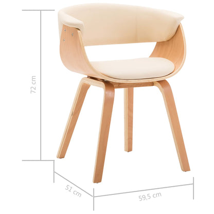 Eetkamerstoelen 2 St Gebogen Hout En Kunstleer Crèmekleurig - Design Meubelz